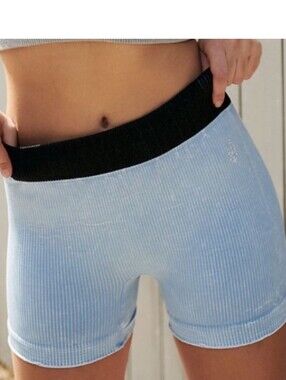 Free People MVT Happiness Runs Prajna Shorts Clear Sky Blue NWT Med/Lrg